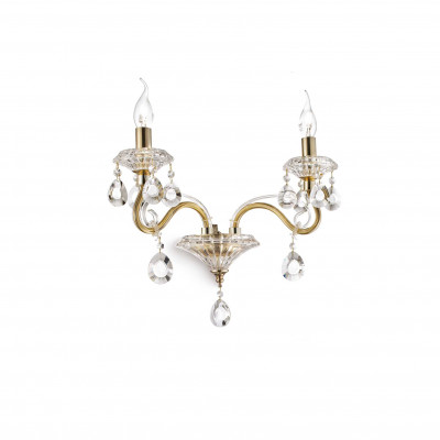 Ideal Lux - Baroque - Negresco AP2 - Golden metal applique with crystals - Gold - LS-IL-087757