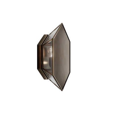 Il Fanale - Marina - Massira esagonale AP - Metal wall light with glass sleb - Dark bronze - LS-IF-295-11-MM