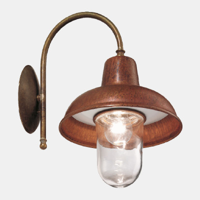 Il fanale - Cantina&Cascina - Contrada AP curvo vetro - Brass and copper wall light - Crystal/Copper - LS-IF-243-26-ORT
