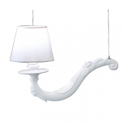 Karman - Chandelier  - Deja-Vu L60 lampshade SP - Chandelier with textile lampshade - Matt White - LS-KR-SE1174BINT