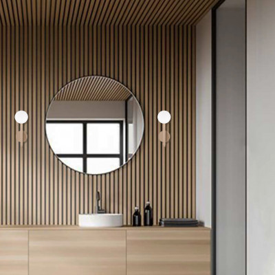 Metal Lux - Bubble - Libra AP 1L Globe - Wall light with sphere diffusor - White / champagne - LS-ML-276-101-07