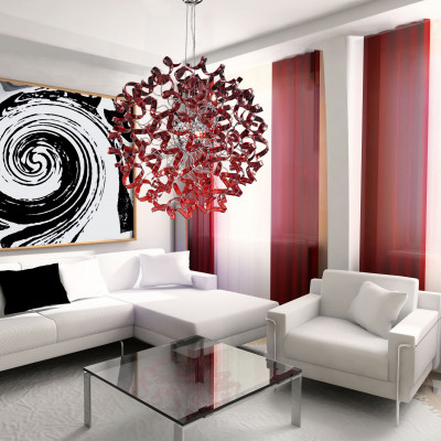 Metal Lux - Astro - Astro SP tondo S - Modern chandelier with round diffuser - Red - LS-ML-206-180-04