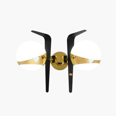 More Brands - Lampex Italiana - Cosmo AP 2L - Satin white / polished brass - LS-AX-W00102010302