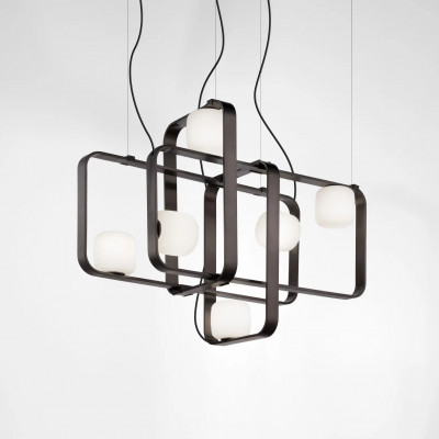 Vistosi - Peggy - Groove SP - Chandelier with geometric shapes - Anthracite / matt white - LS-VI-GROOVSP4--000ANTBCSFE141CE