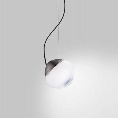 Vistosi - Oto - Pure SP - Glass design suspension - Anthracite / satin white - LS-VI-PURESP0000CCANTBCSFL221CE - Super warm - 2700 K - Diffused