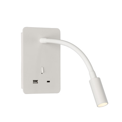 ACB - Appliques murales d'intérieur - Senda AP LED - Lampe de mur avec lumière lecture et chargeur USB - Blanc - LS-AC-A3835001B - Blanc chaud - 3000 K - 15°