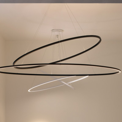 Nemo - Ellisse - Ellisse Double SP LED - Suspension avec deux diffuseurs elliptiques - Noir - LS-NL-ELP-LN2-56 - Très chaud - 2700 K - Diffuse