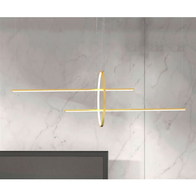 Sikrea - Essentiality - Ring SP 2L - Suspension aux formes géométriques - Or - LS-SI-7906 - Blanc chaud - 3000 K - Diffuse