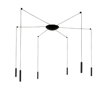 Ma&De - 2Nights - 2Nights P6 SP LED - Lampadario di design a sei luci - Nero/Nero - LS-LL-8645 - Bianco caldo - 3000 K - 70°